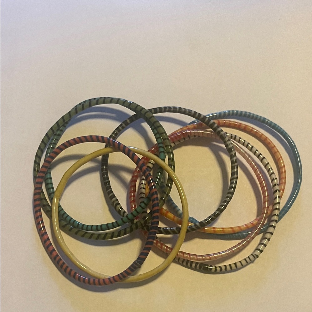 Colorful Striped Bangles Set